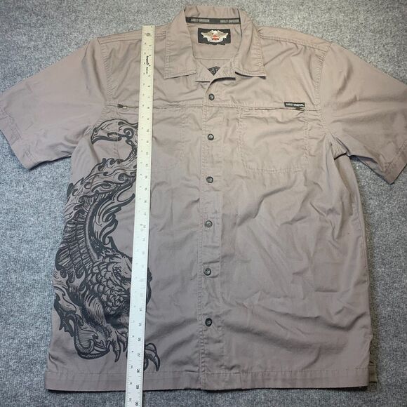 harley-davidson men's large button down shirt grey - Picture 3 of 8